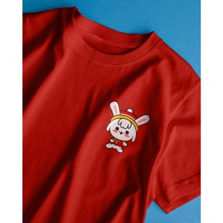 [S-5XL]ผ้าฝ้าย 100% เสื้อยืด พิมพ์ลายปีใหม่จีน RABBIT RABBIT น่ารัก สําหรับครอบครัว 2023 GONG XI FA CAI KONYEN CHINESE