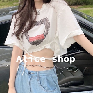Alice  สินค้ามาใหม่ เสื้อครอปแฟชัน เกาหลี น่ารัก เซ็กซี่ เสื้อครอปแขนสั้น  ทันสมัย Korean Style ทันสมัย คุณภาพสูง A29J0C3 36Z230909