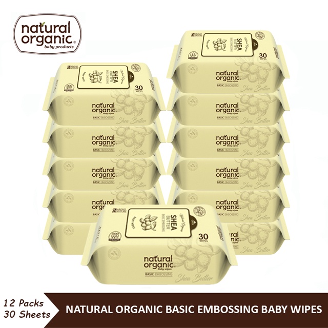 ราคาและรีวิวNatural Organic,Basic Embossing Baby Wipes (Portable Type,12*30 Sheets) ทิชชูเปียกออแกนิค เนเชอรัลออแกนิค ขนาดพกพา