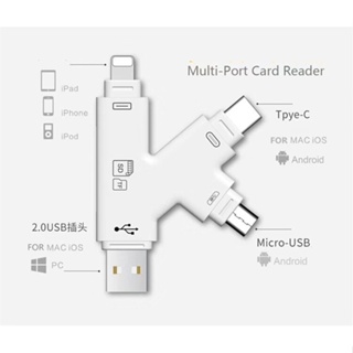 ใหม่ 4 in 1 อะแดปเตอร์การ์ดรีดเดอร์ USB Micro SD&amp;TF สําหรับ iPhone 1413 12 pro11 XS X 7 8 PLUS iPad Touch MAC PC