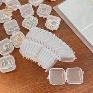 กล่องพลาสติกใส ทรงสี่เหลี่ยม ขนาดเล็ก น่ารัก สําหรับใส่เครื่องประดับ ต่างหู แหวน ยา DIY