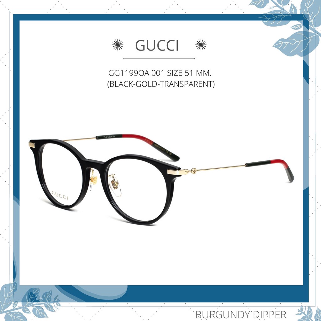 กรอบแว่นตา-gucci-รุ่น-gg1199oa-001-size-51-mm-black-gold-transparent