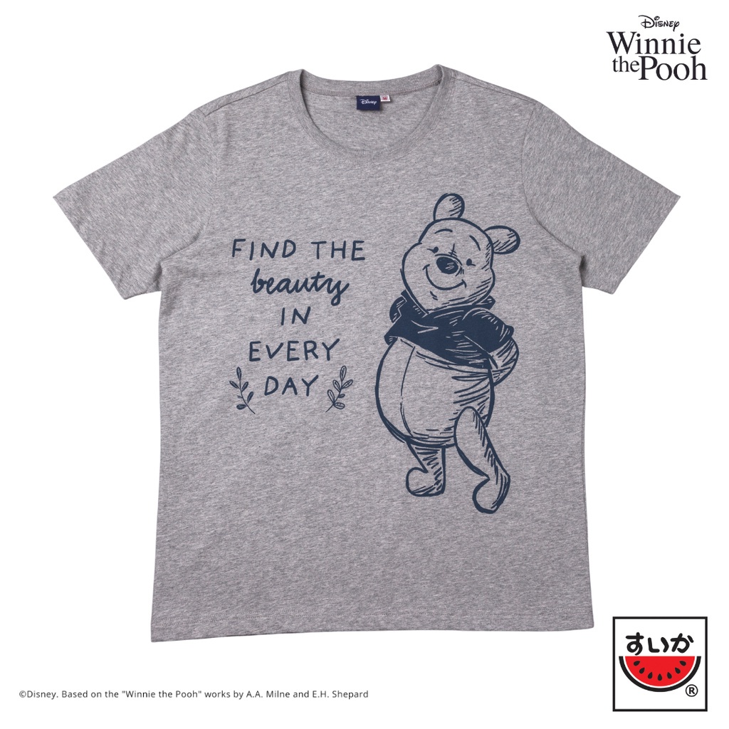 เสื้อแตงโม-suika-เสื้อยืด-disney-ลาย-winnie-the-pooh-collection-สีเทา-dph-o-007