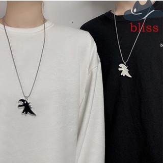 Bliss สร้อยคอโซ่โลหะ จี้ไดโนเสาร์ สีดํา สไตล์เกาหลี พังก์ ฮิปฮอป เครื่องประดับแฟชั่น สําหรับผู้หญิง และผู้ชาย