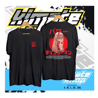 เสื้อยืดสีขาวเสื้อยืดคอกลมเสื้อยืด พิมพ์ลายอนิเมะ Power CHAINSAW MAN สไตล์ญี่ปุ่นS-4XLS-4XL