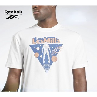 Reebok เสื้อยืดคอกลม แขนสั้น ผ้าฝ้าย พิมพ์ลาย แฟชั่นฤดูใบไม้ผลิ และฤดูร้อน สําหรับผู้ชาย