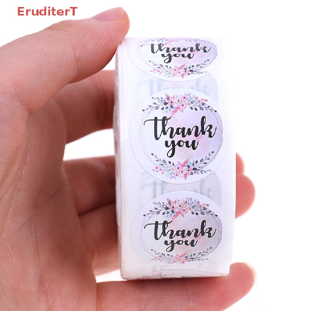 eruditert-สติกเกอร์ฉลาก-thank-you-ลายดอกไม้-แฮนด์เมด-สําหรับติดตกแต่งสมุดภาพ-500-ชิ้น