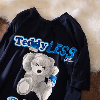 Fashion Teddy Bear Short Sleeve T-Shirt Unisex Loose Top Korean Style Simple Tee_02