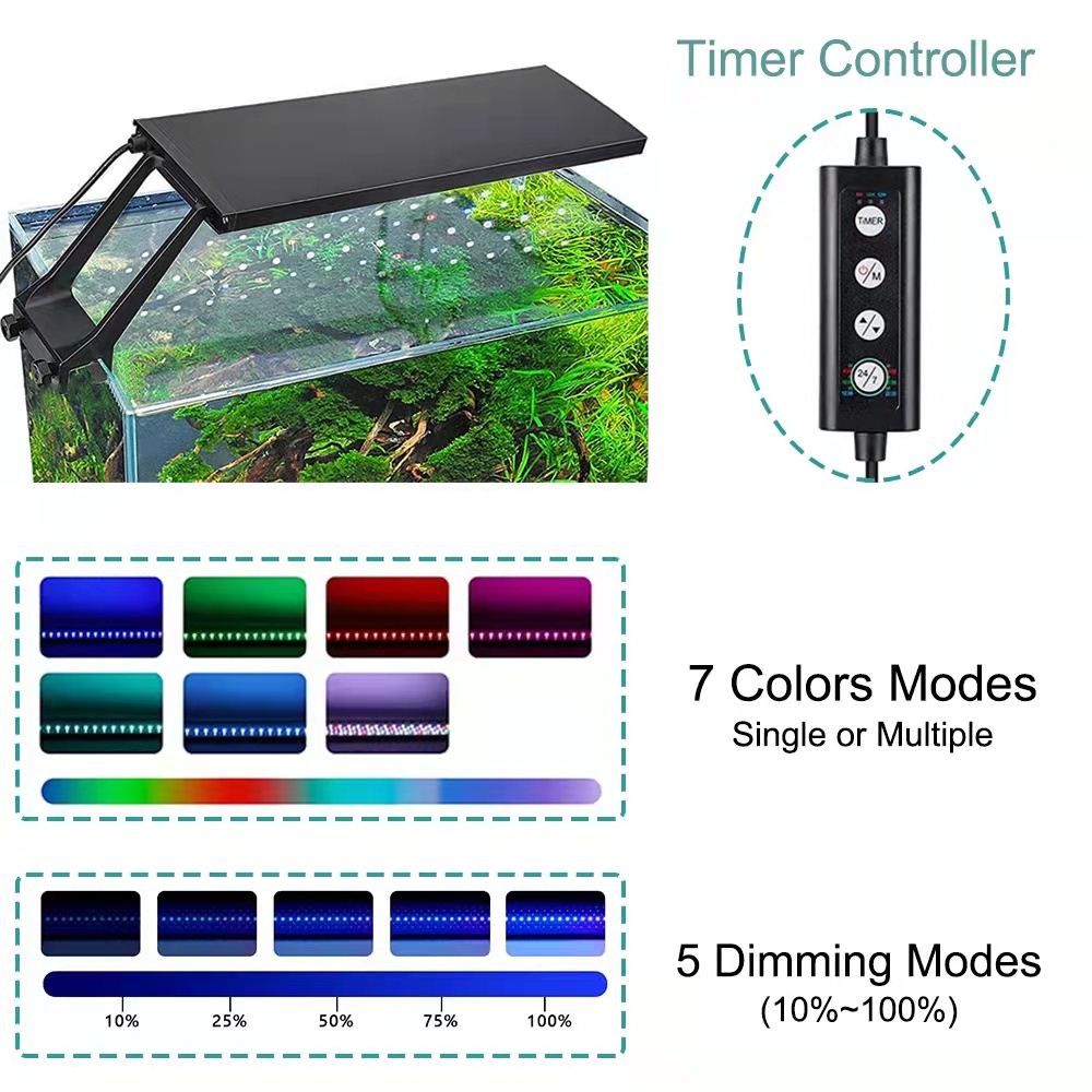 ใหม่-หลอดไฟพารามิเตอร์-14w-5050-amp-smd2835-led-พร้อมรีโมตคอนโทรล-สําหรับตู้ปลา