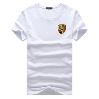 เสื้อยืดลําลองสําหรับ Unisex แขนสั้นคอกลมพิมพ์ลาย Porsche Icon Man ทรงหลวม_04