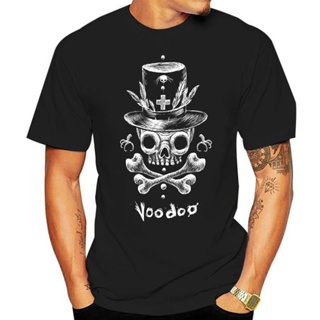เสื้อยืดผู้ Voodoo เสื้อยืดลําลอง แขนสั้น พิมพ์ลาย Goth Rock Skull Biker สไตล์โกธิค สําหรับผู้ชาย S-5XL