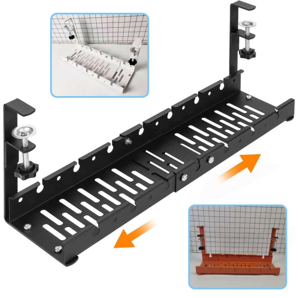 durable-ชั้นวางสายเคเบิล-เหล็กคาร์บอน-ไม่ต้องเจาะรู-พับเก็บได้-สําหรับจัดระเบียบโต๊ะทํางาน