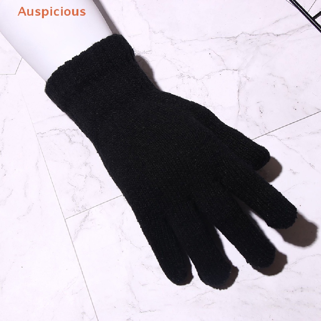 ภาพหน้าปกสินค้า1 คู่ สีดํา ถุงมือทุกนิ้ว สําหรับผู้หญิงและผู้ชาย ถุงมือผ้าฝ้ายถัก ขนสัตว์ ฤดูหนาว ถุงมือออกกําลังกายที่อบอุ่น จากร้าน auspicious.th บน Shopee