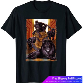 เสือยืดผู้ชาย เสื้อบอดี้โ Marvel Black Panther King In The Lions Den Graphic T-Shirt Mens Marvel Avengers_05