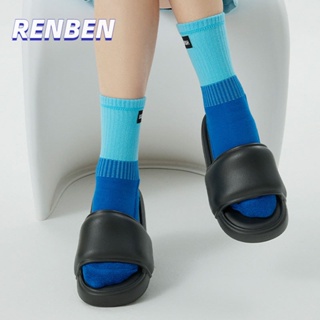 RENBEN รองเท้าแตะและรองเท้าแตะใหม่ของผู้หญิงที่มีพื้นหนาสามารถสวมใส่ได้ข้างนอกพร้อมกับรองเท้าแตะกันลื่น