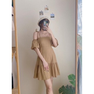 🍒สอบถามก่อนชำระเงิน | MOMAY DRESS Lebiscuit มินิเดรสสายเดี่ยวผูกไหล่ดีเทลต่อแขนแต่งระบายชายทรงสวยใส่เที่ยวน่ารักมากค่า
