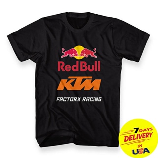 Yuanl5 Ktm Redbull Fictory Racing เสื้อยืดลําลอง ผ้าฝ้าย 100% แขนสั้น พิมพ์ลาย Thanksgiving ขนาดพลัสไซซ์ สีดํา สําห_04