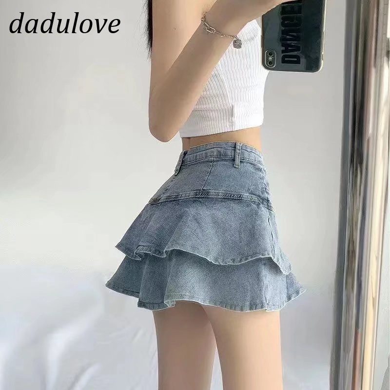 dadulove-womens-pleated-skirt-high-waist-cake-skirt-new-korean-denim-short-skirt-fake-two-piece-skirt