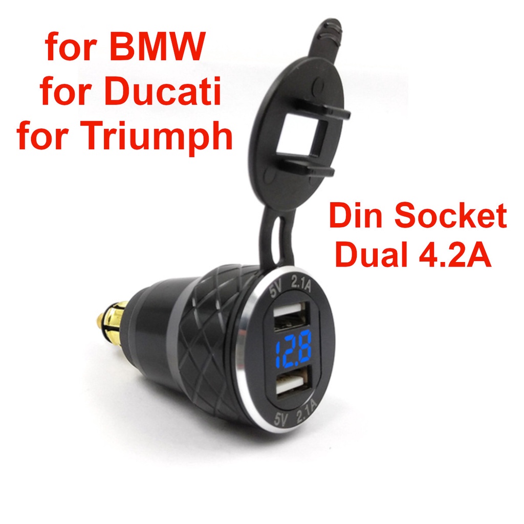 Dual Usb Charger For Din Hella Powerlet Plug, To Dual Usb Charger Adapter  For Bmw R1250gs R1200gs F800gs F700gs Adv 12-24v Dc 5v 4.2a,green