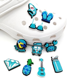 【Cute Blue Series】หัวเข็มขัด PVC ลายการ์ตูนน่ารัก สําหรับตกแต่งรองเท้า VSCO Croc Jibz DIY