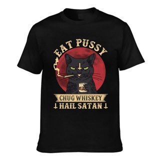 เสื้อผ้าผชเสื้อยืด พิมพ์ลาย Eat Pussy Chug Whiskey Hail Satan Tattoo สําหรับผู้ชายS-5XL_04