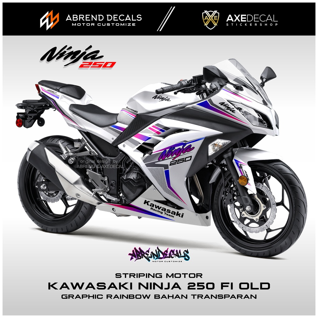 สติกเกอร์ใส-ลายกราฟฟิค-ninja-250-fi-ranbow-racing-kawasaki-ninja-fi-ออกแบบเอง-สําหรับติดตกแต่งรถจักรยานยนต์-พร้อมส่ง