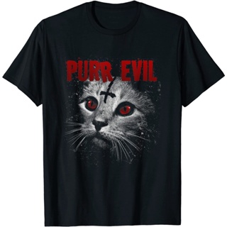 เสื้อยืดวินเทจเสื้อยืด พิมพ์ลาย Evil Satan Cat Face Grunge Halftone Emo Punk สําหรับผู้ใหญ่S-4XL_01