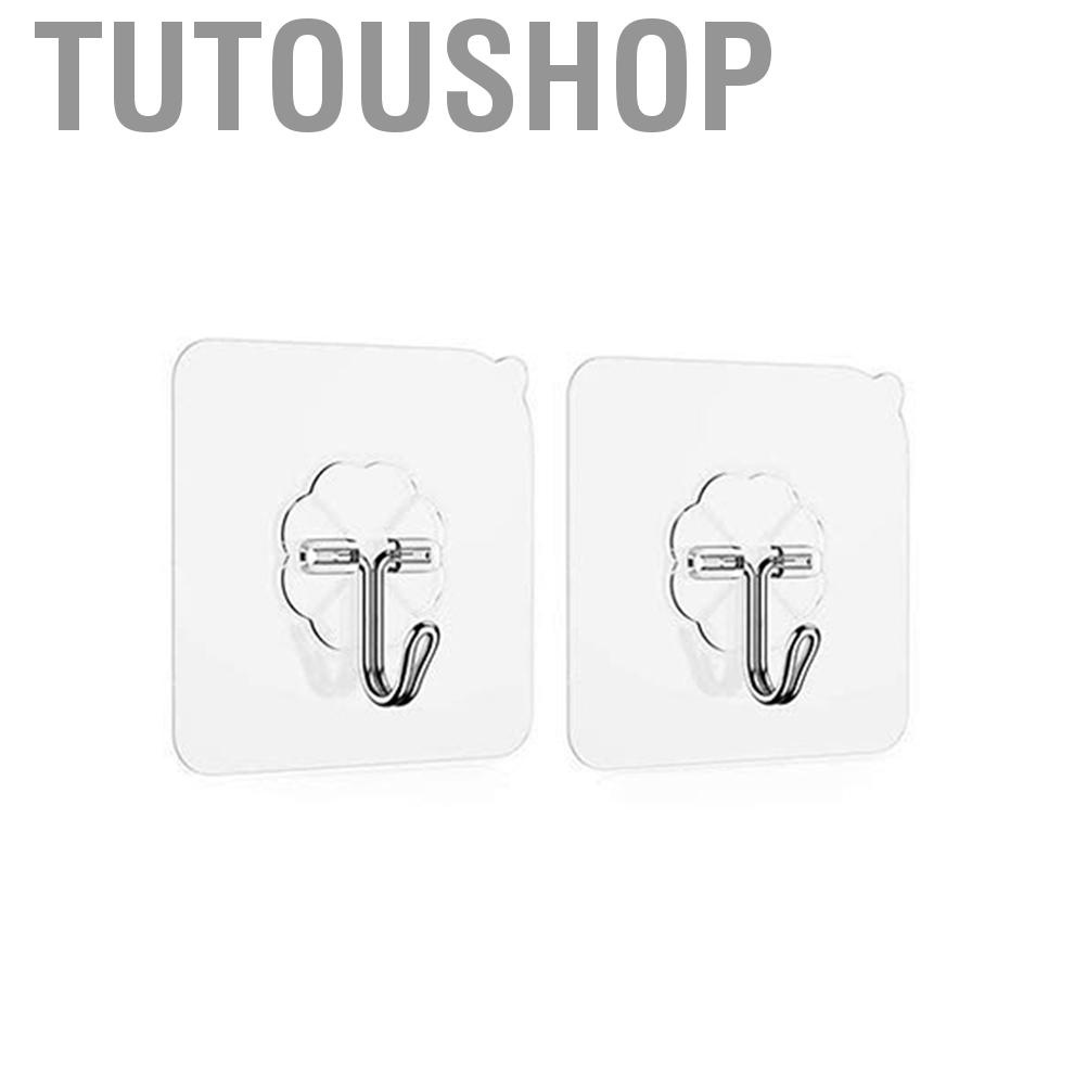 2Pcs Kitchen Seamless Viscose Hook Bathroom Transparent Wall