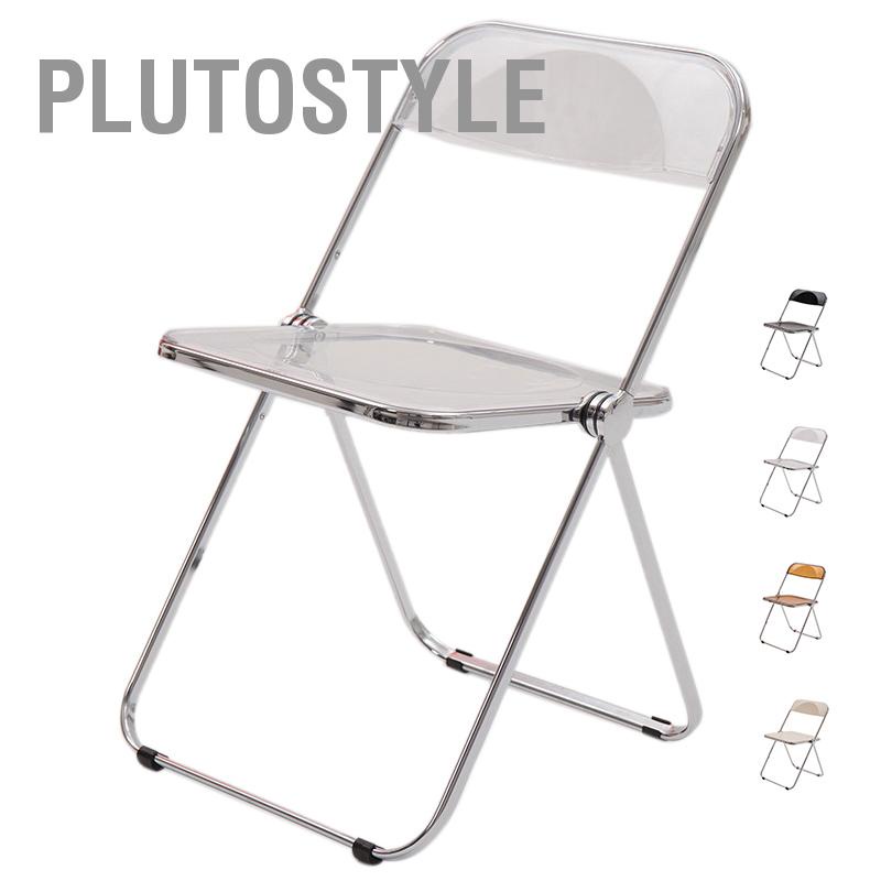 plutostyle-เก้าอี้พับอะคริลิค-ชุบไฟฟ้า-ขาสีเงิน-สําหรับถ่ายภาพ-ร้านเสื้อผ้า-แต่งหน้า