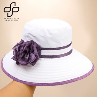 Beautylifefashion หมวกบังแดด ของขวัญ เครื่องแต่งกาย ผู้หญิง ฤดูร้อน ม่านบังแดด หมวกเย็บปะติดปะต่อกัน สี