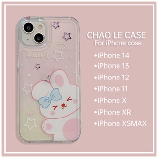 เคสโทรศัพท์การ์ตูนกันกระแทกสำหรับ iPhone 14 Pro 13 Pro Max กันกระแทกกรอบ TPU iPhone 12 Pro 11 XS Max XR X/XS กระต่ายน่ารักพิมพ์เคสโทรศัพท์