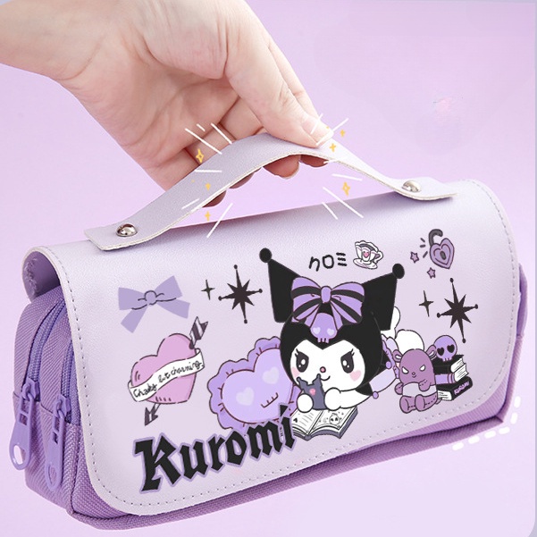 kuromi-กล่องดินสอ-อเนกประสงค์-มีซิป-ลายการ์ตูน-cinnamoroll-melody-stitch-น่ารัก-3d-ความจุขนาดใหญ่-สําหรับโรงเรียน