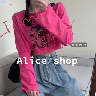 Alice  เสื้อแขนยาว เสื้อยืดผูหญิง น่ารัก อเมริกัน วินเทจ  รุ่นใหม่ ทันสมัย ins ทันสมัย A29J0I8 36Z230909