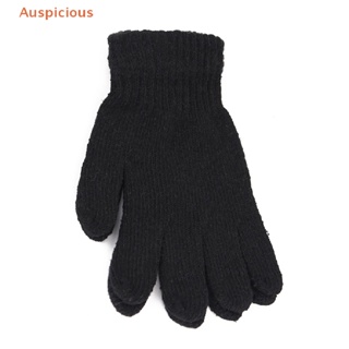 [มงคล] 1 คู่ สีดํา ถุงมือทุกนิ้ว สําหรับผู้หญิงและผู้ชาย ถุงมือผ้าฝ้ายถัก ขนสัตว์ ฤดูหนาว ถุงมือออกกําลังกายที่อบอุ่น