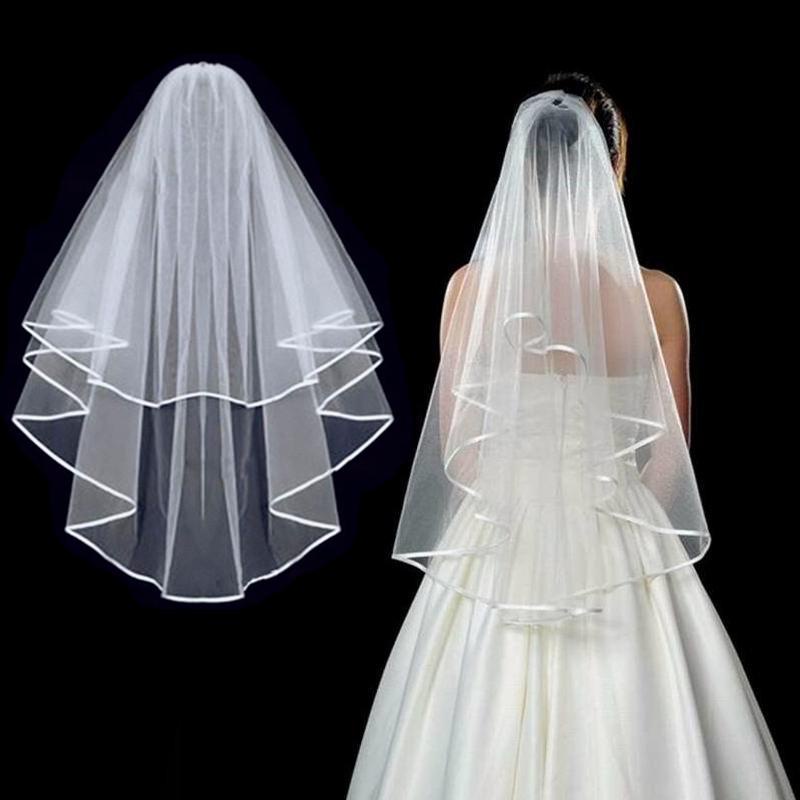 ผ้าคลุมหน้าเจ้าสาว-แบบสั้น-สองชั้น-พร้อมหวี-สีขาวงาช้าง-สําหรับเจ้าสาว-งานแต่งงาน