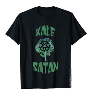เสื้อยืด ผ้าฝ้าย พิมพ์ลาย Kale Satan Funny Demonic Pentagram สําหรับผู้ชาย_04