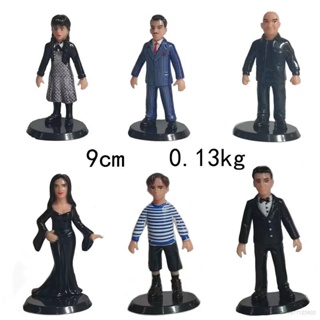 Nice โมเดลฟิกเกอร์ The Addams Family Action Figure Wednesday Addams ของเล่นสําหรับเด็ก ตกแต่งบ้าน โต๊ะ เก็บสะสม 6 ชิ้น