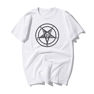 เสื้อยืด พิมพ์ลายดาวห้าแฉก Gothic Occult Satan สีขาว สําหรับผู้ชายS-5XL_04