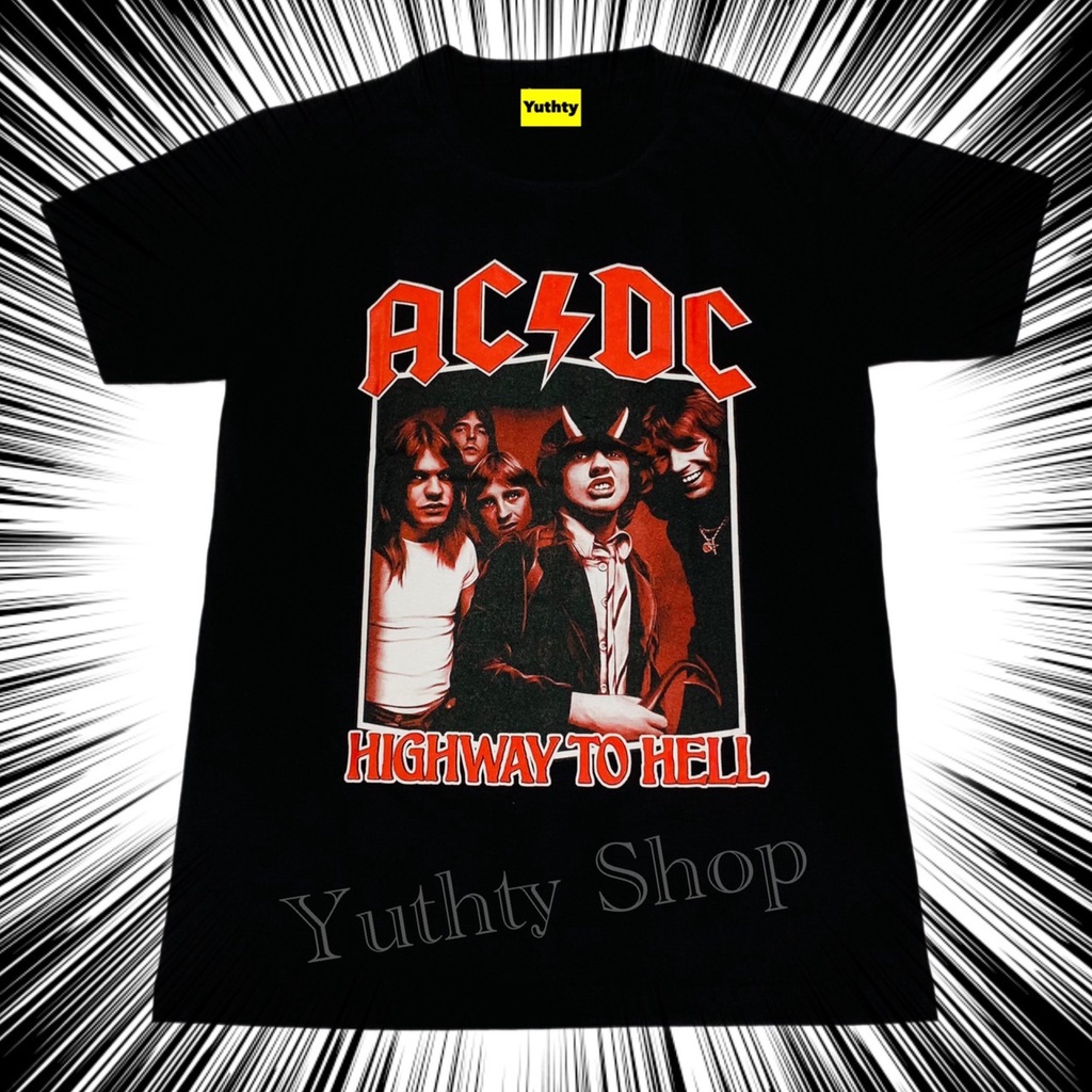 เสื้อยืดเสื้อวง-acdc-เสื้อยืดแฟชั่นวินเทจ90-ไม่มีตะเข็บข้าง-ใส่ได้ทั้งชายและหญิง