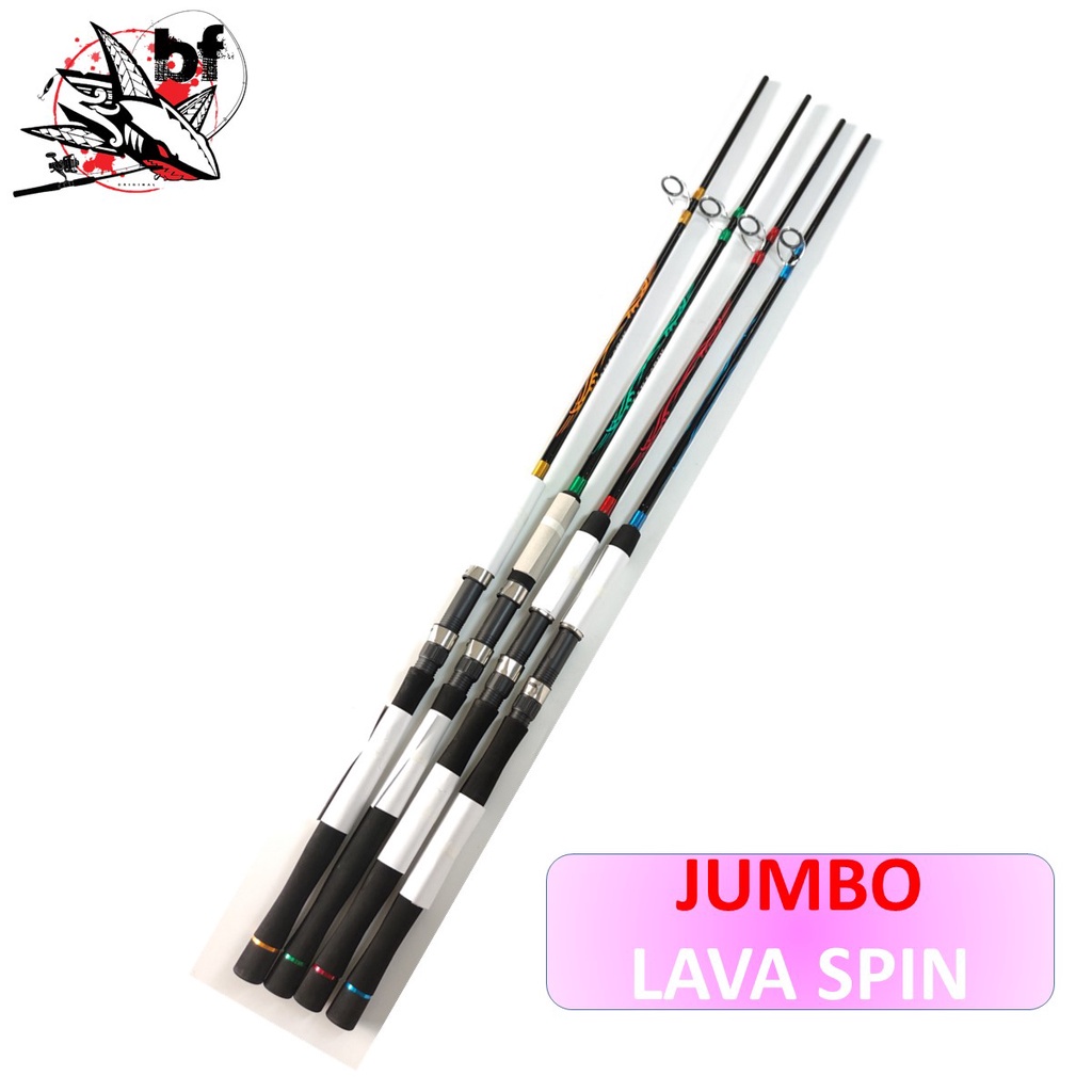 คันเบ็ดตกปลา-jumbo-รุ่น-lava-spin-ขนาด-6-8-ฟุต-2-ท่อน-คันสปินนิ่งกราไฟท์ผสม-ด้ามยาง-eva