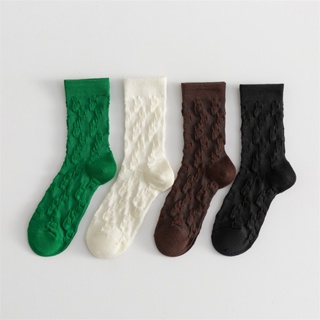 ถุงเท้าข้อกลาง แบบบาง สีขาว สีดํา แฟชั่นฤดูร้อน สไตล์ญี่ปุ่น สําหรับผู้หญิง