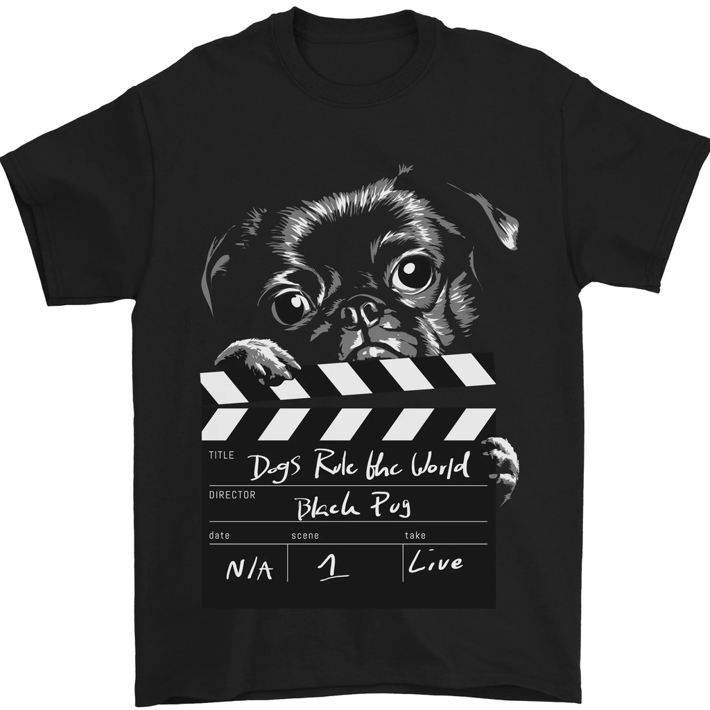dogs-rule-the-world-movie-black-pug-funny-mens-t-shirt-cotton-gildan-02