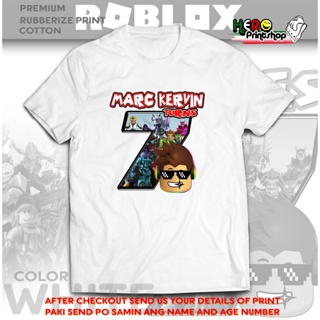 ROBLOX Birthday Tshirt for kids Shirt Customize Name and Age number Unisex (Rubberize Print)Tops_04