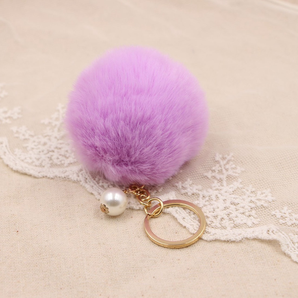 ใหม่ผู้หญิงขนสัตว์รถพวงกุญแจ-pom-pom-8ซม-pom-pom-25สีมุกกระเป๋า-charm-น่ารักพวงกุญแจรถเครื่องประดับพวงกุญแจ-charms