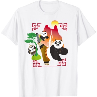 เสื้อยืดแขนสั้นลําลอง ผ้าฝ้าย ระบายอากาศได้ดี ลาย Kung Fu Panda Po And Bao สําหรับผู้ชาย_01