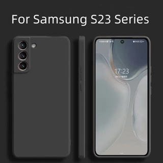 เคสโทรศัพท์ ซิลิโคนนิ่ม กันกระแทก ปิดด้านหลัง สีชมพู สําหรับ Samsung Galaxy S23 Ultra S23 Plus S23
