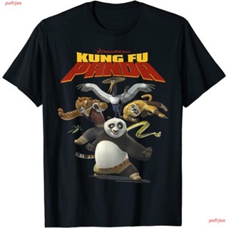 pofrjes กังฟูแพนด้า เสื้อยืด ผู้หญิง ผู้ชาย สไตล์เกาหลี panda Kung Fu Panda Group Shot Action Portrait Movie Logo T_01