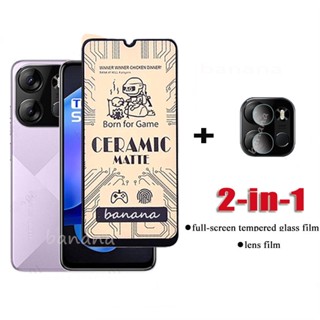 Tecno Spark Go 2023 ฟิล์มเซรามิคนิ่ม กันรอยหน้าจอ เลนส์กล้อง สําหรับ Tecno Spark 8C 8P 7 Pro 7T 7P 6 Go Air Pova Neo 2 4 Pro 3 2 in 1