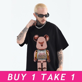 Buy 1 Tke 1 Bearbrick Oversized T Shirt for Men Cotton Tshirts Trendy Short Sleeve Fashion Topเสื้อยืด_01