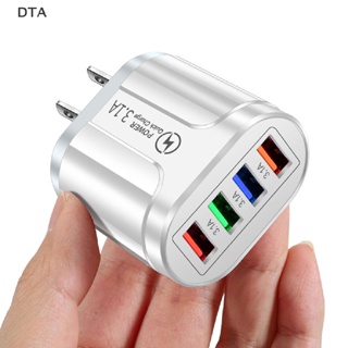 Dta อะแดปเตอร์ที่ชาร์จ USB 4 พอร์ต EU US ปลั๊กชาร์จเร็ว สําหรับติดผนัง เดินทาง DT